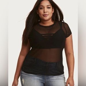 Torrid Black Mesh Short Sleeve Top 5 5X NWT